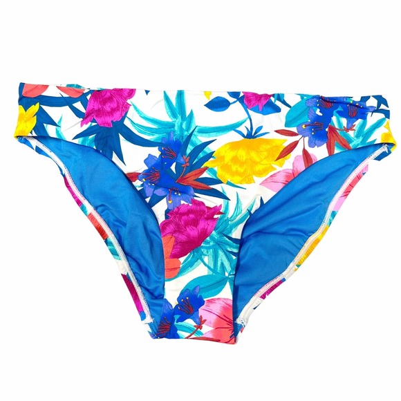 BLEU ROD BEATTIE Floral High Waisted Swim Bottoms White Multicolor Bikini 8 NWT - Picture 6 of 7